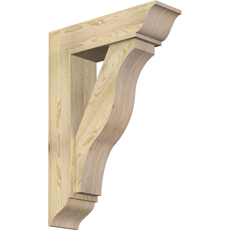 Ekena Millwork Funston Traditional Rough Sawn Bracket w/ Offset Brace, Douglas Fir, 8"W x 28"D x 40"H BKT0806X28X40FST01RDF